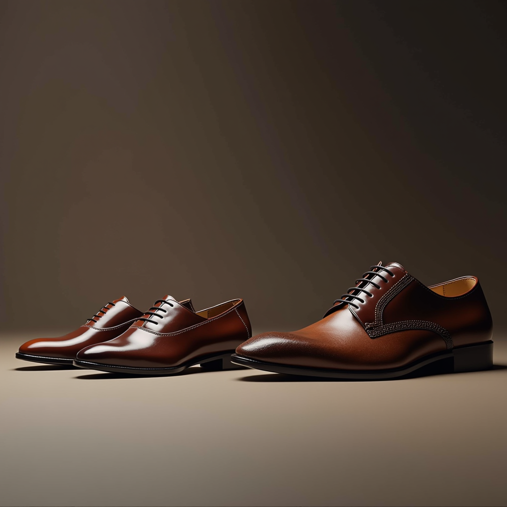 Evoluzione del design delle scarpe italiane che mostra stili classici e moderni affiancati, evidenziando l'eleganza senza tempo e l'innovazione contemporanea