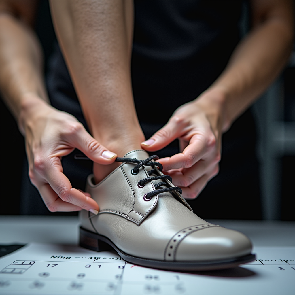 Processo professionale di misurazione del piede con strumenti di precisione e guide alle taglie che mostrano come ottenere la vestibilità perfetta per le scarpe